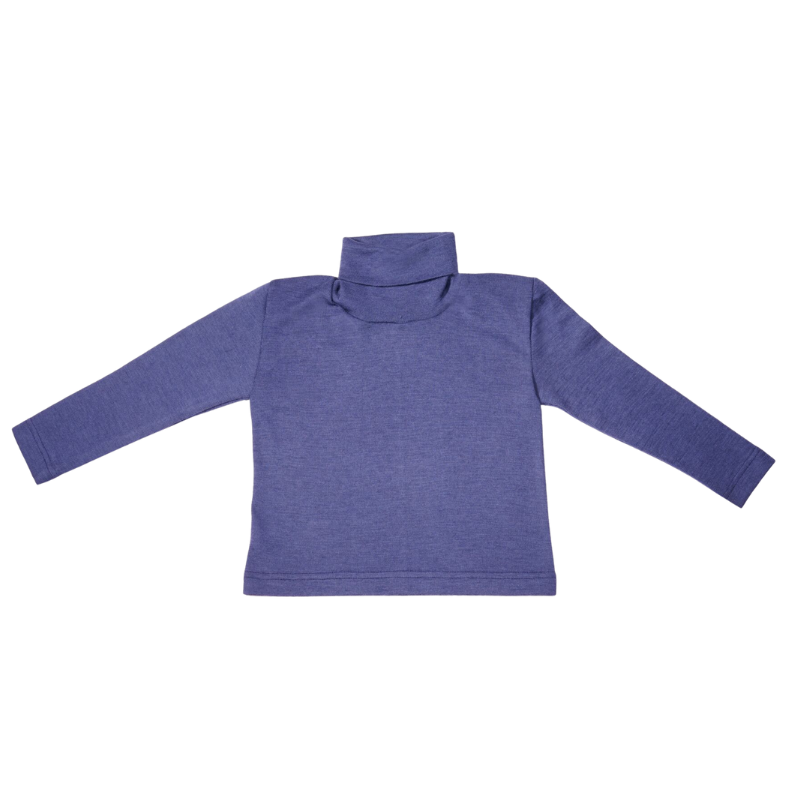 Cosilana wol/zijde longsleeve met col - Marine
