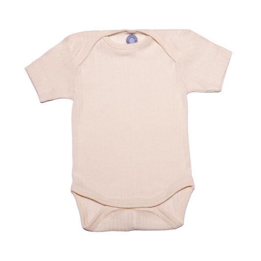 Cosilana wol/zijde/katoen romper korte mouw – Nature