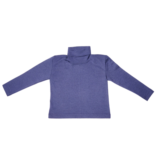 Cosilana wol/zijde longsleeve met col - Marine