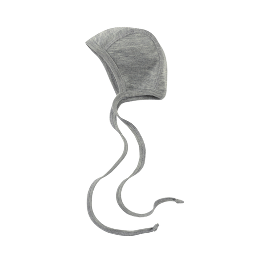 Engel Natur wol/zijde strikmutsje - Light Grey Melange