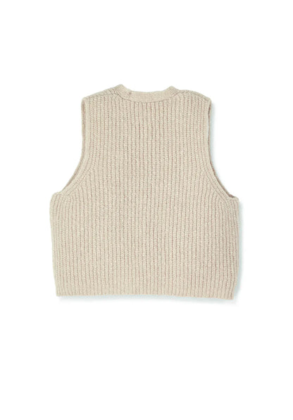 HALFEN alpaca dames gilet met strik - Beige