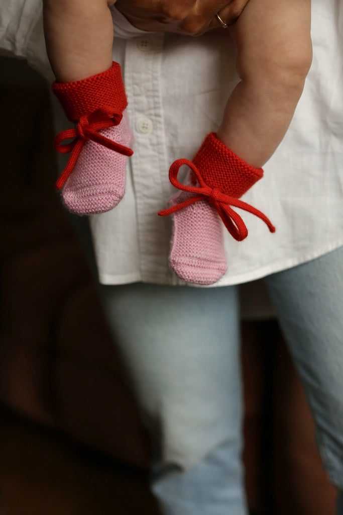 Hvid 'happy' slofjes - Cotton candy / Red