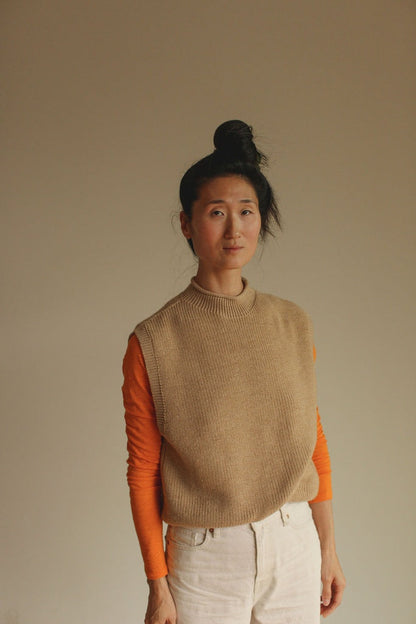 Hvid vest Helle - Sand