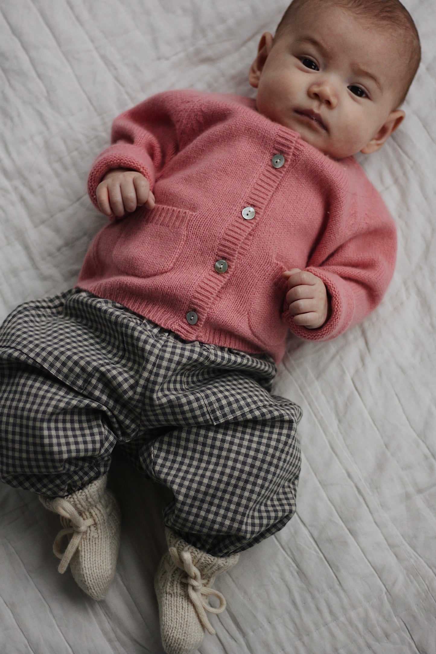 Lalaby katoenen baby broekje Panda – Forest Check