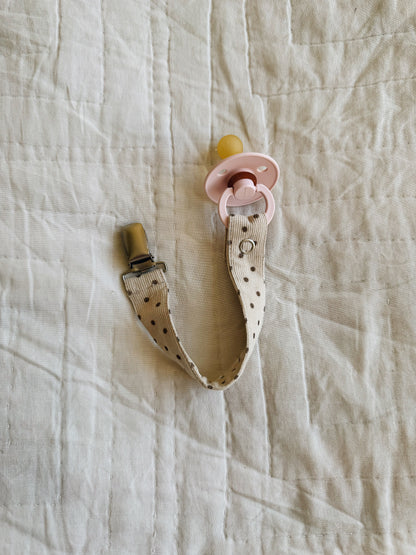 Lalaby katoenen speenkoord – Brown dot
