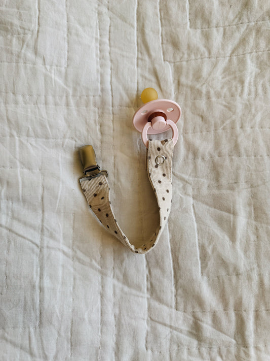 Lalaby katoenen speenkoord – Brown dot