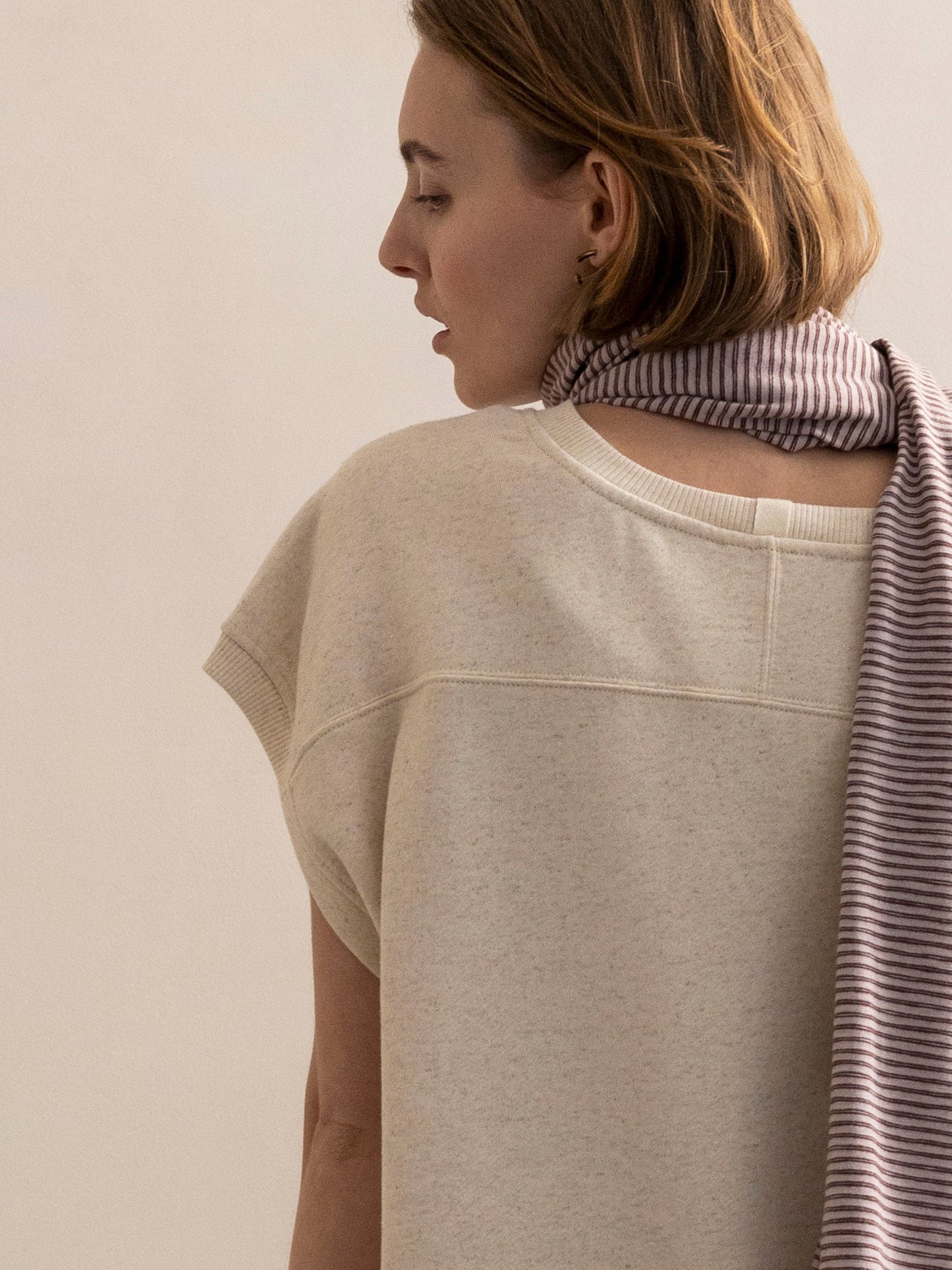 PHAE mouwloze sweater bio katoen / linnenmix dames - Naturel