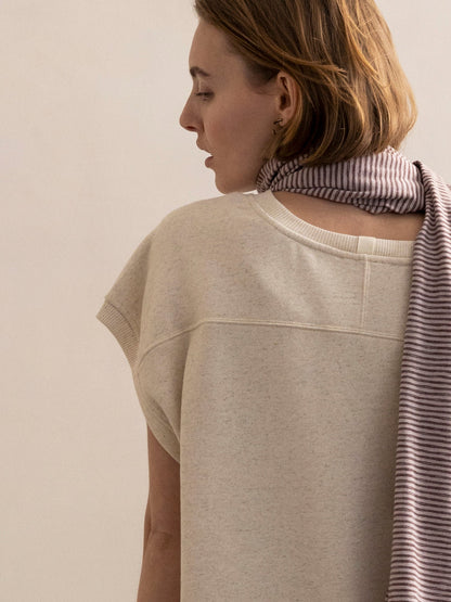 PHAE mouwloze sweater bio katoen / linnenmix dames - Naturel