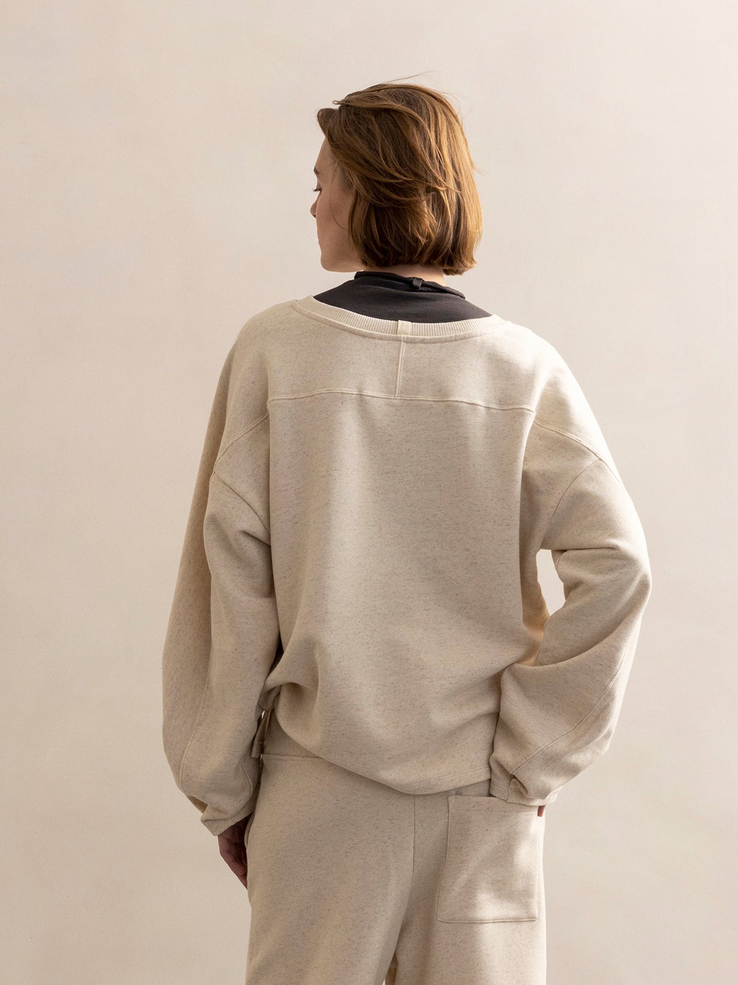 PHAE sweater bio katoen / linnenmix dames - Naturel